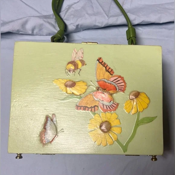 1960’s Wooden Box Purse hand painted - Picture 7 of 7
